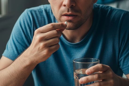 Мужчина принимает лекарства